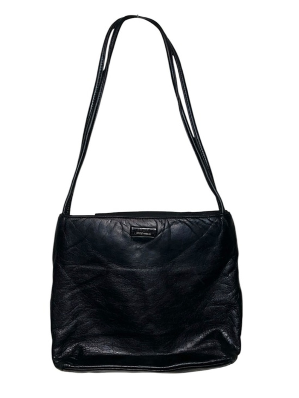 Enzo Angiolini Classic Black Leather Shoulder Bag